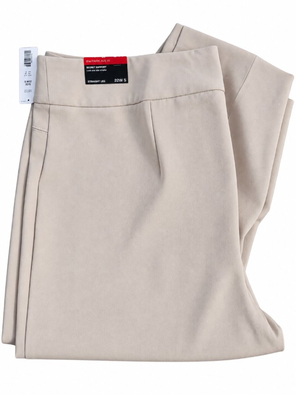 Investments NWT 22W Short Petite Plus Sand Straight Leg Pull On Pants